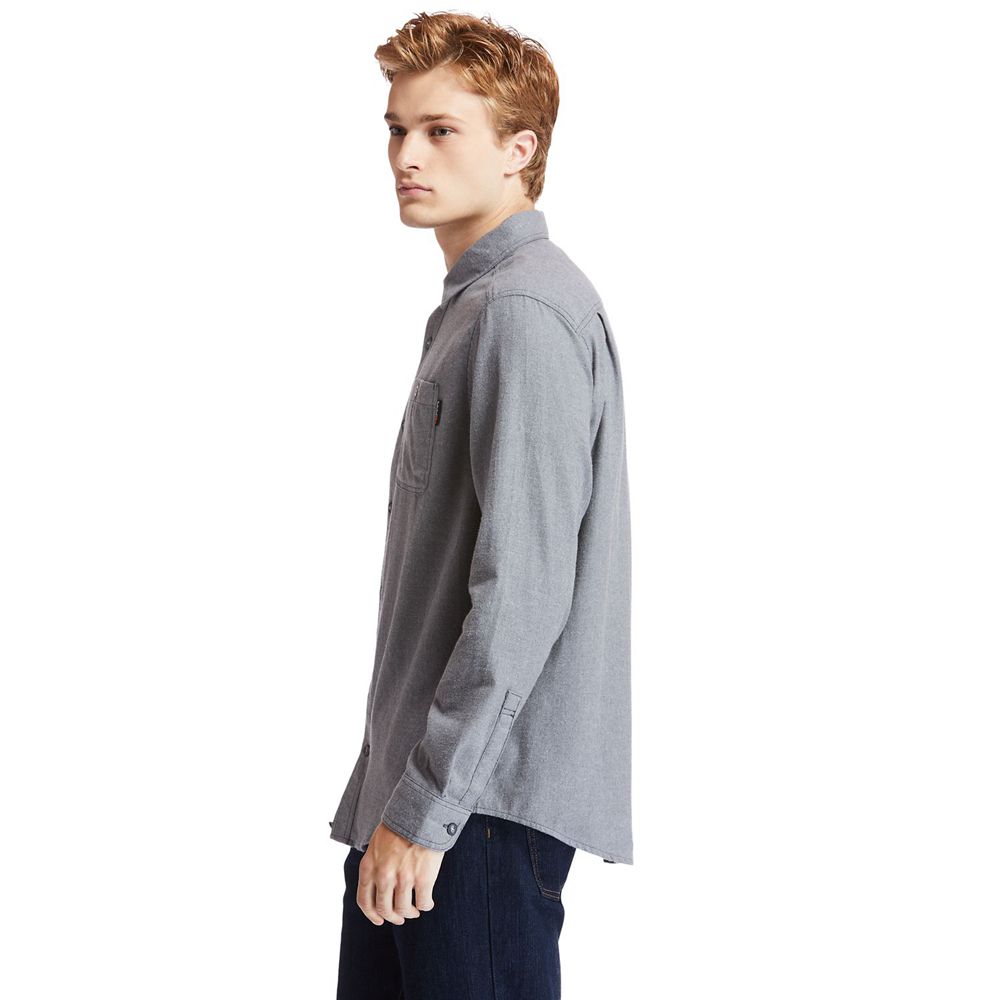Camisa Timberland Hombre Pro® Woodfort Mid-Weight Flex Flannel Work Gris - Chile WQP-572934